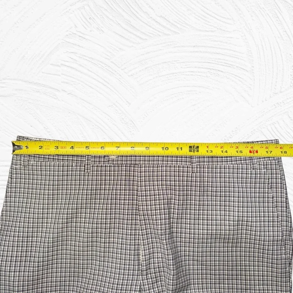Canali‎ Dress Pants Mens 35X31.5 Black Cream Plaid Wool Flat Front Italy Classic